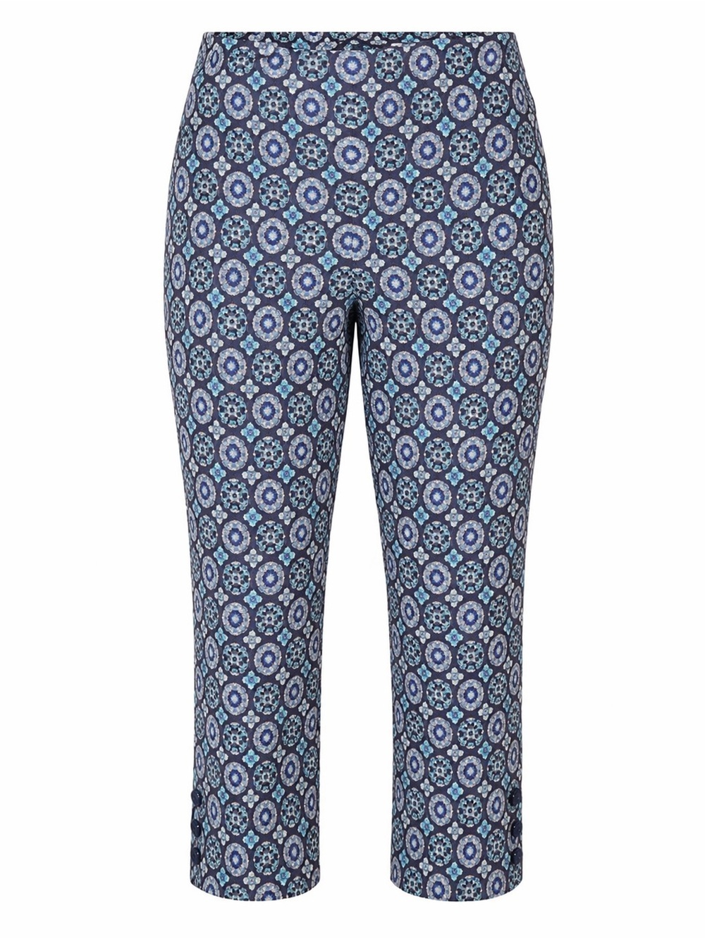 Tribal Pull-On Capri Pants Riviera Print Blue Size 2 NWT